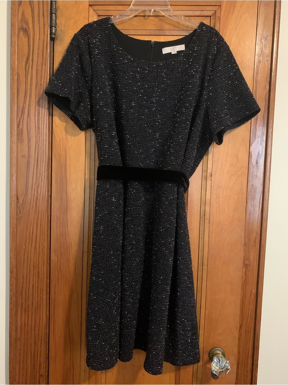 LOFT Plus Black Boucle A-Line Dress